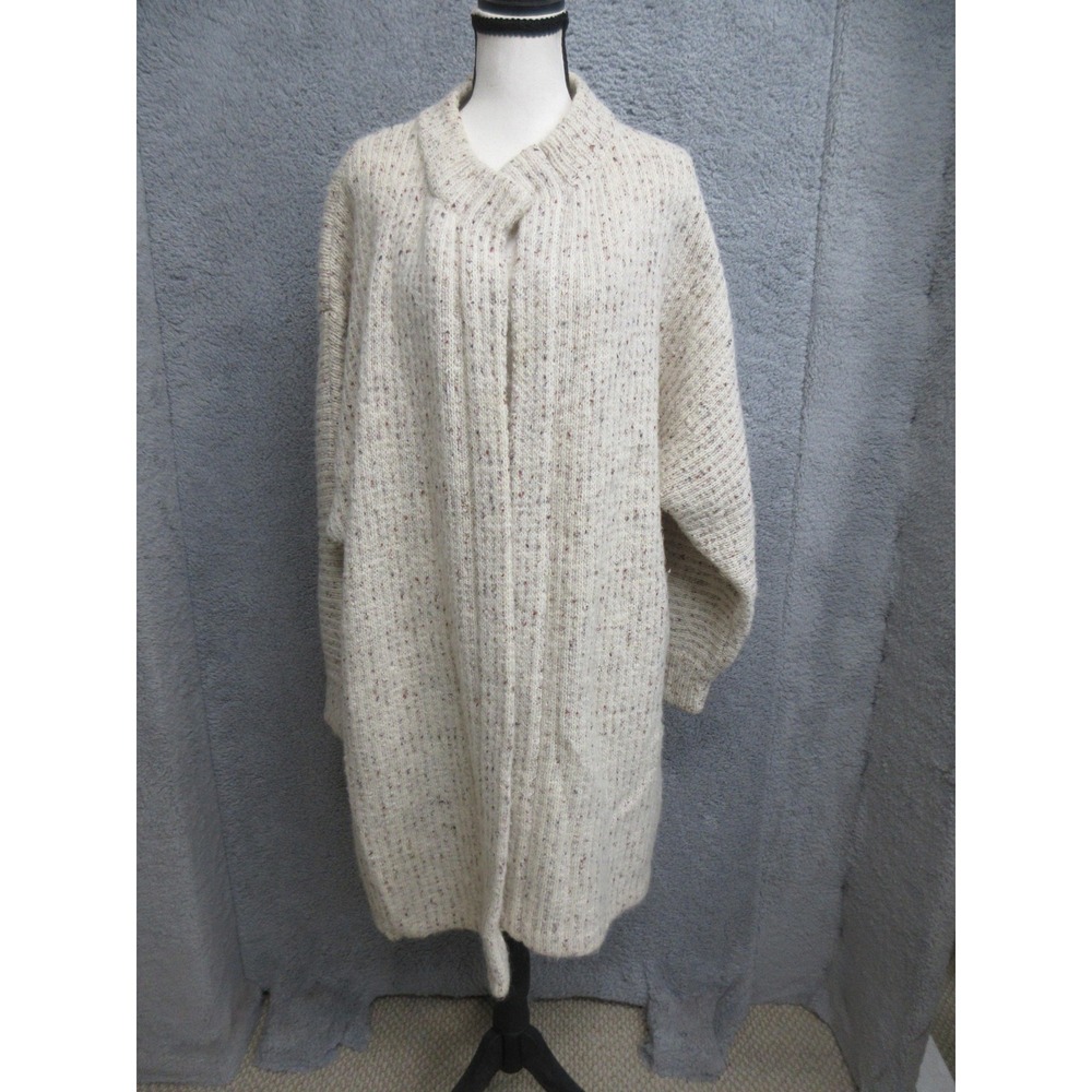 Vintage P.G.E. Mohair Wool Cardigan Sweater Womens Medium White Chunky Oversized